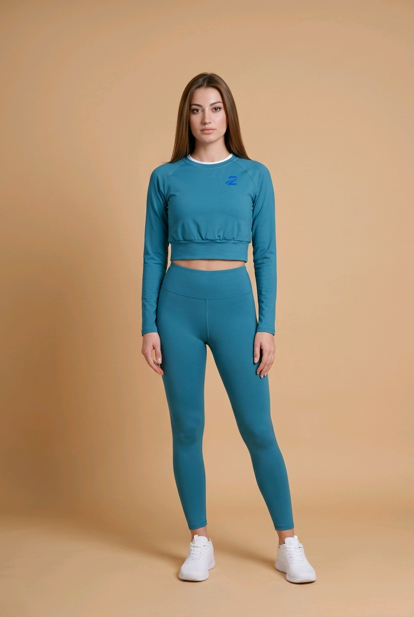 Recycled Long-Sleeve Crop Top 'Bluey' - TWU Clothing