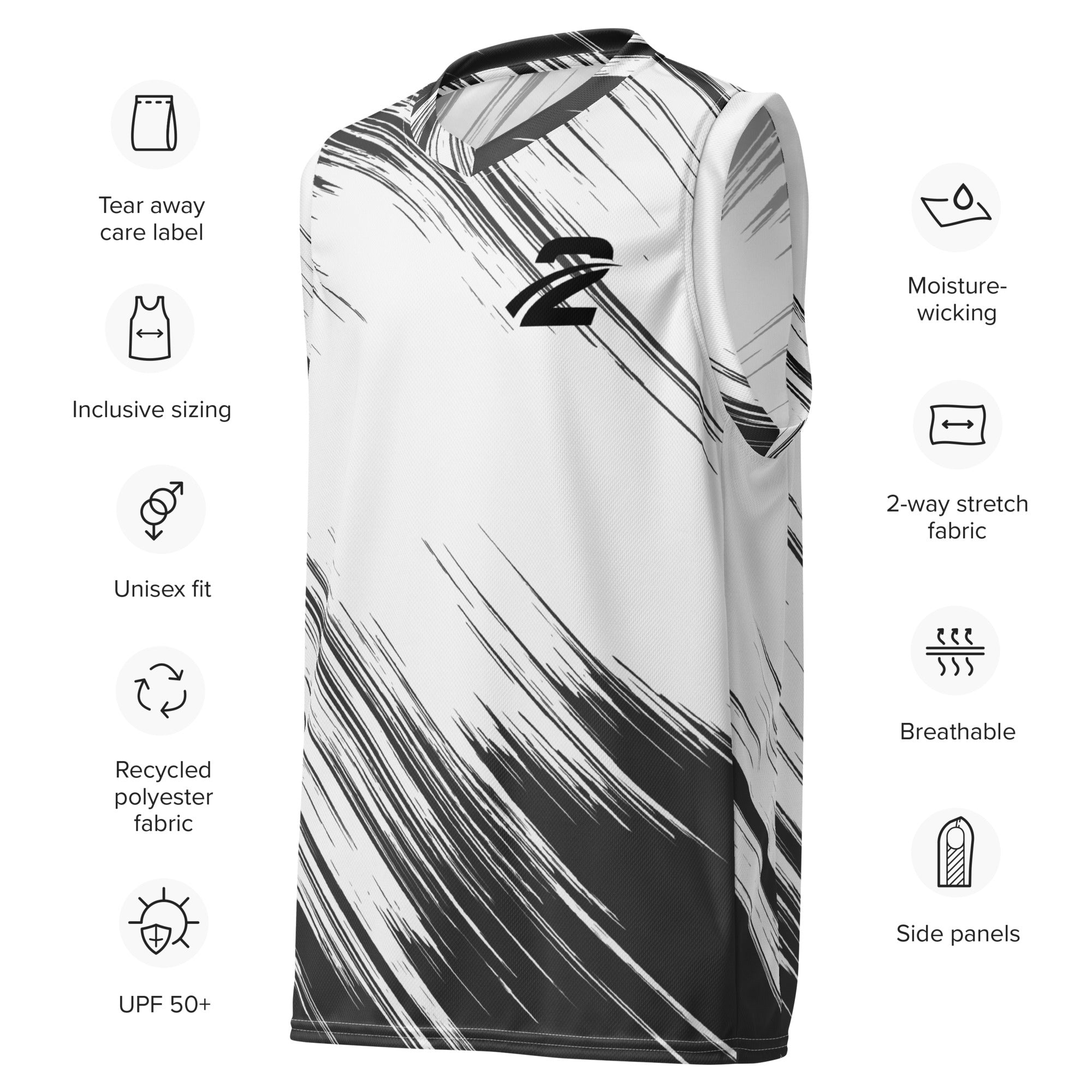 Recycled Unisex Basketball Jersey 'Stripes' - TWU Clothing