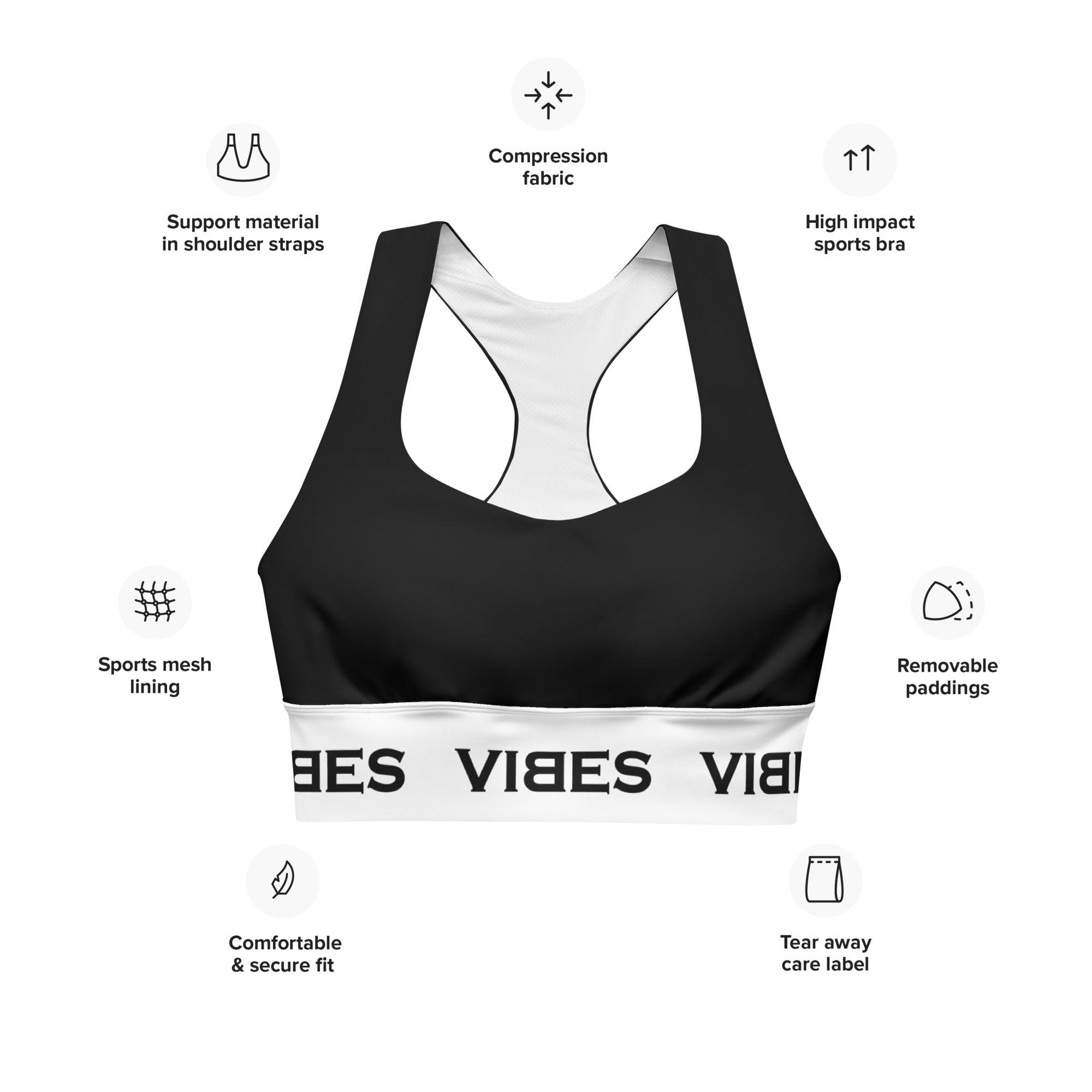 CREWILD Langer Sport BH | VIBES (Schwarz/Weiß) - 2 TWU® Clothing