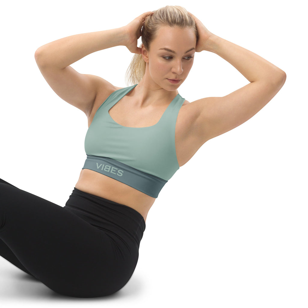 CREWILD Langer Sport-BH | VIBES (Graublau/Türkis) - 2 TWU® Clothing