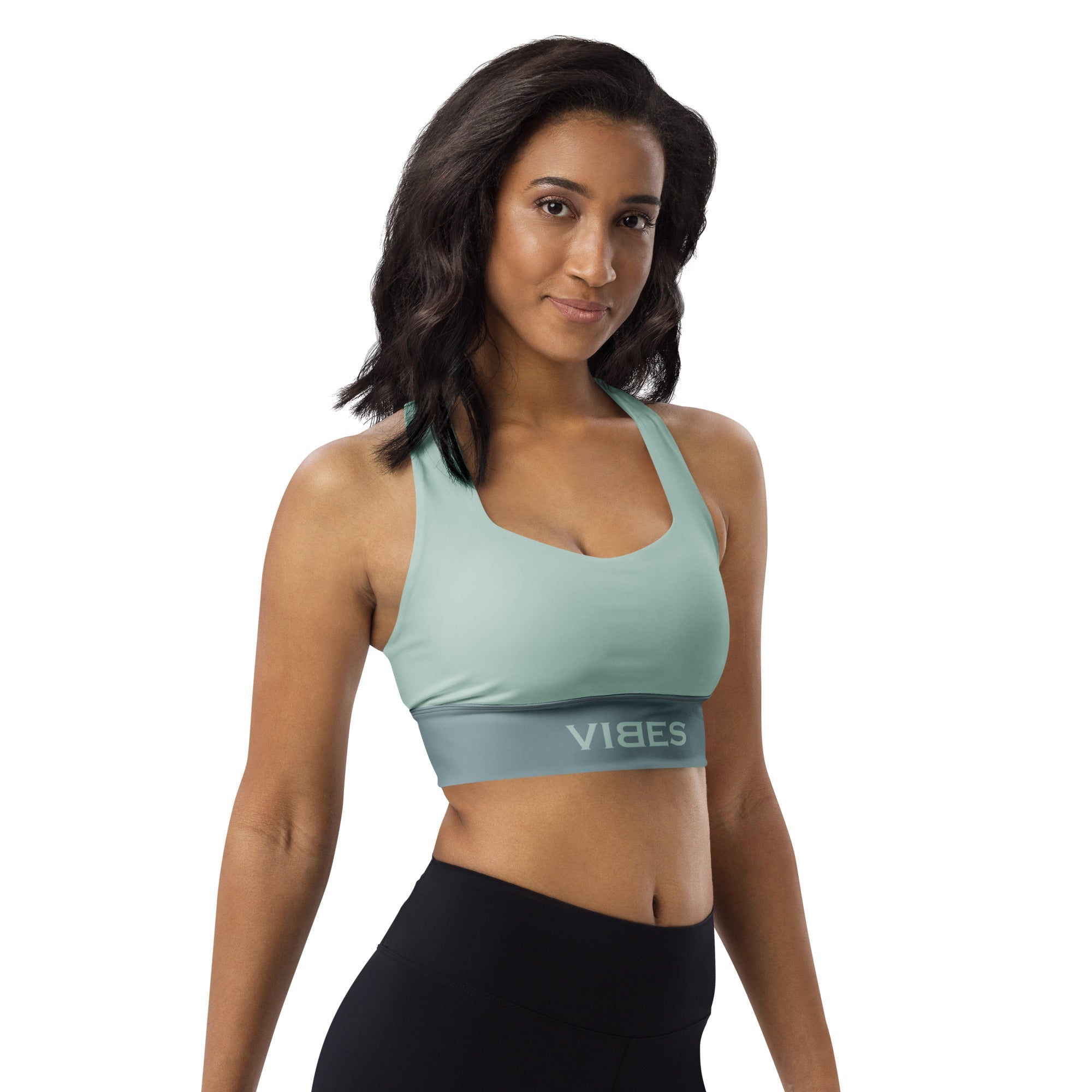 CREWILD Langer Sport-BH | VIBES (Graublau/Türkis) - 2 TWU® Clothing