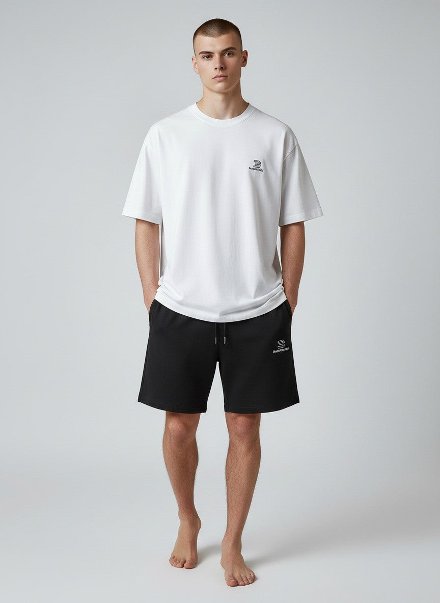 Identity Sweatshorts 300 g/m² – weiße Stickerei - 2 TWU® Clothing