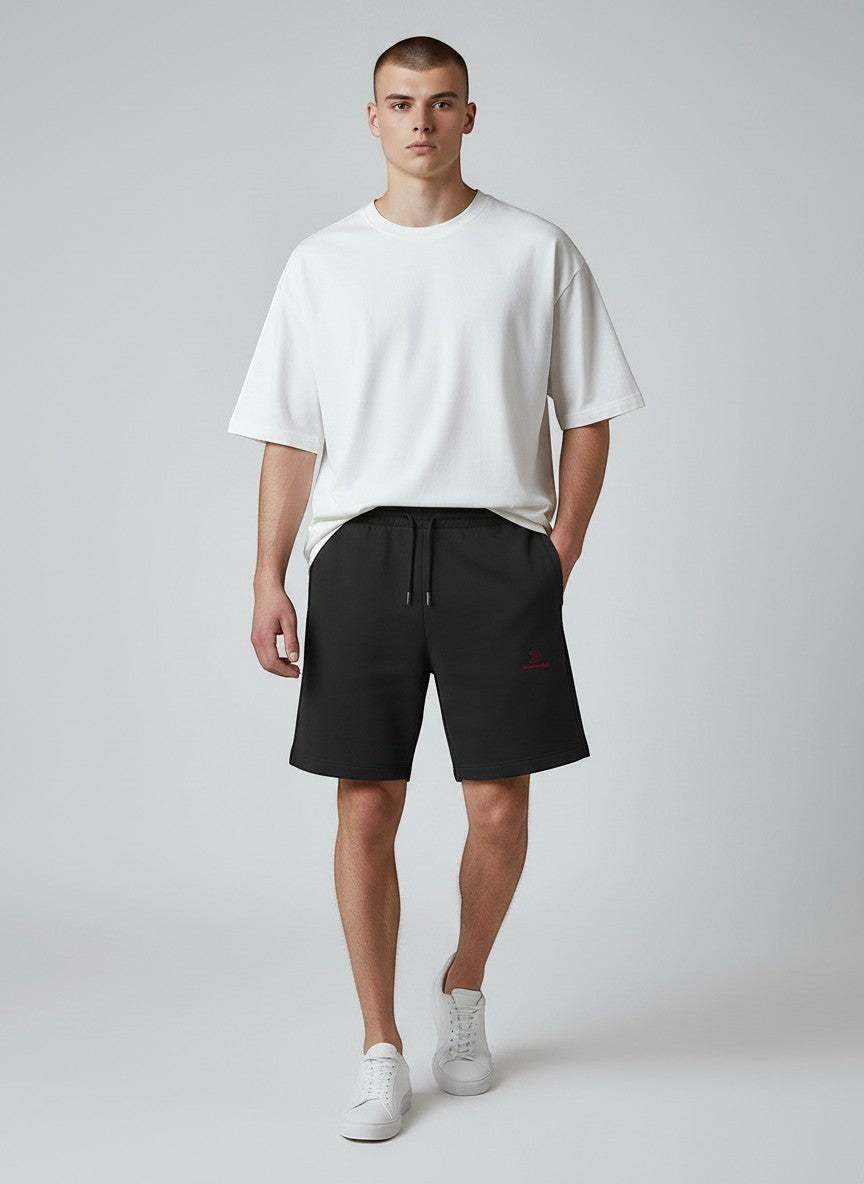 Essential Sweatshorts 300 g/m² – rote Stickerei - 2 TWU® Clothing