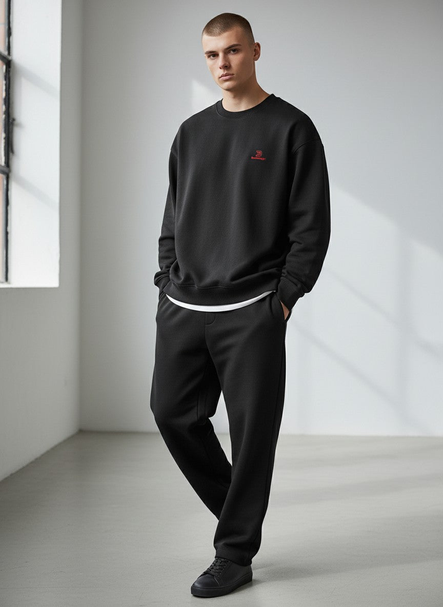 Essential Oversize Sweatshirt 350 g/m² – Bio-Baumwolle, rote Stickerei - 2 TWU® Clothing