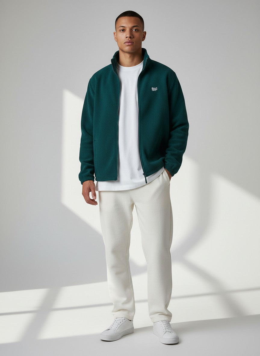 Signature Fleecejacke – weiße Stickerei - 2 TWU® Clothing