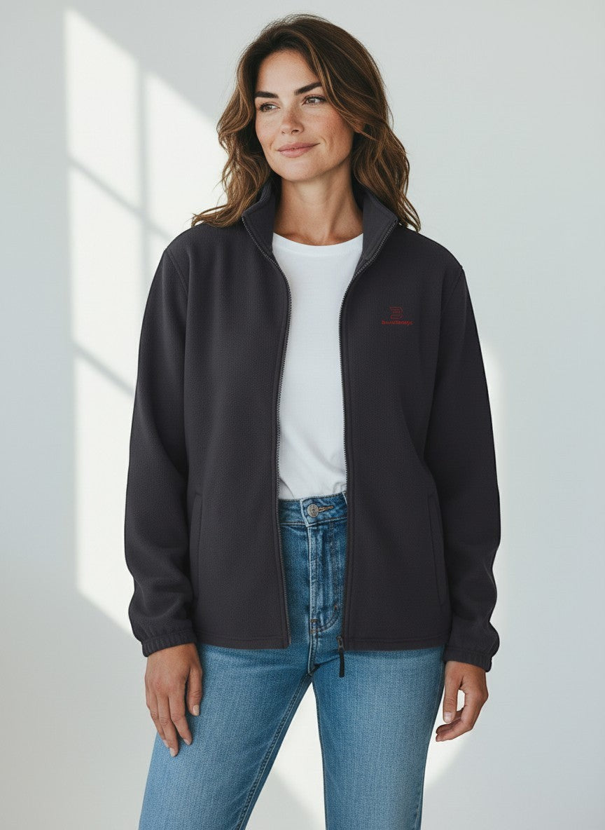 Essential Fleecejacke – rote Stickerei - 2 TWU® Clothing