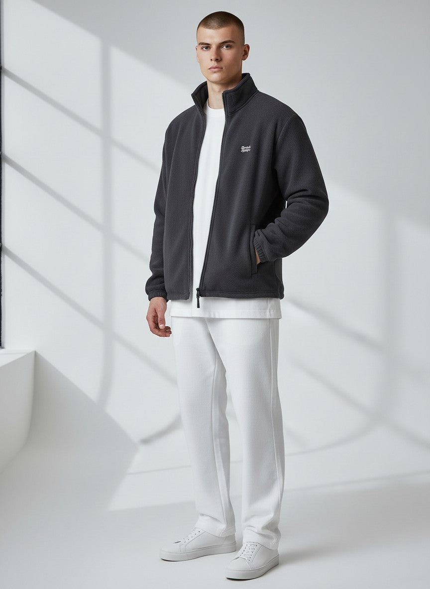 Signature Fleecejacke – weiße Stickerei - 2 TWU® Clothing