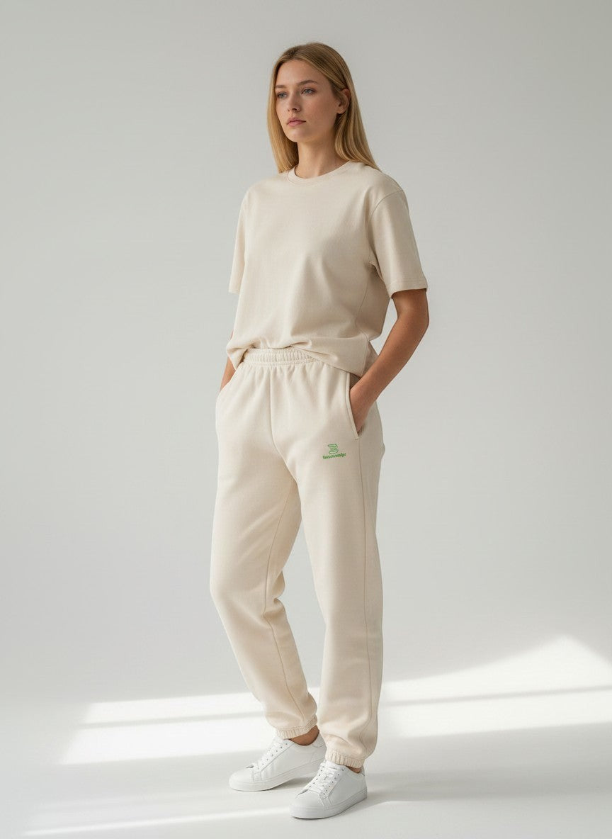 Core Fluffy Jogginghose – grüne Stickerei - 2 TWU® Clothing