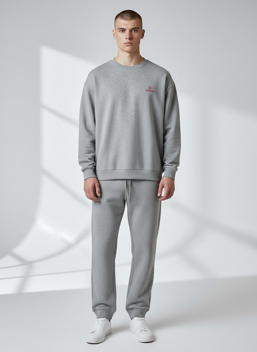 Essential Oversize Sweatshirt 350 g/m² – Bio-Baumwolle, rote Stickerei - 2 TWU® Clothing