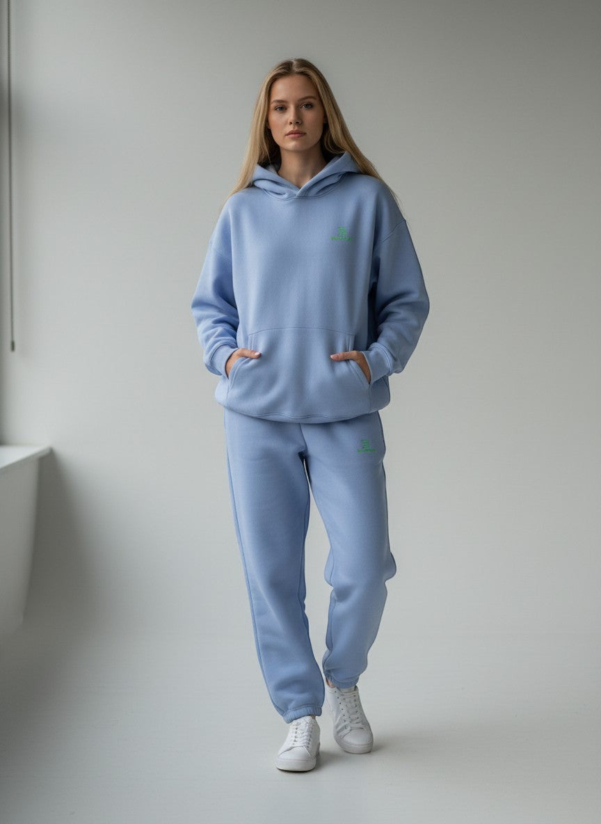 Core Fluffy Jogginghose – grüne Stickerei - 2 TWU® Clothing