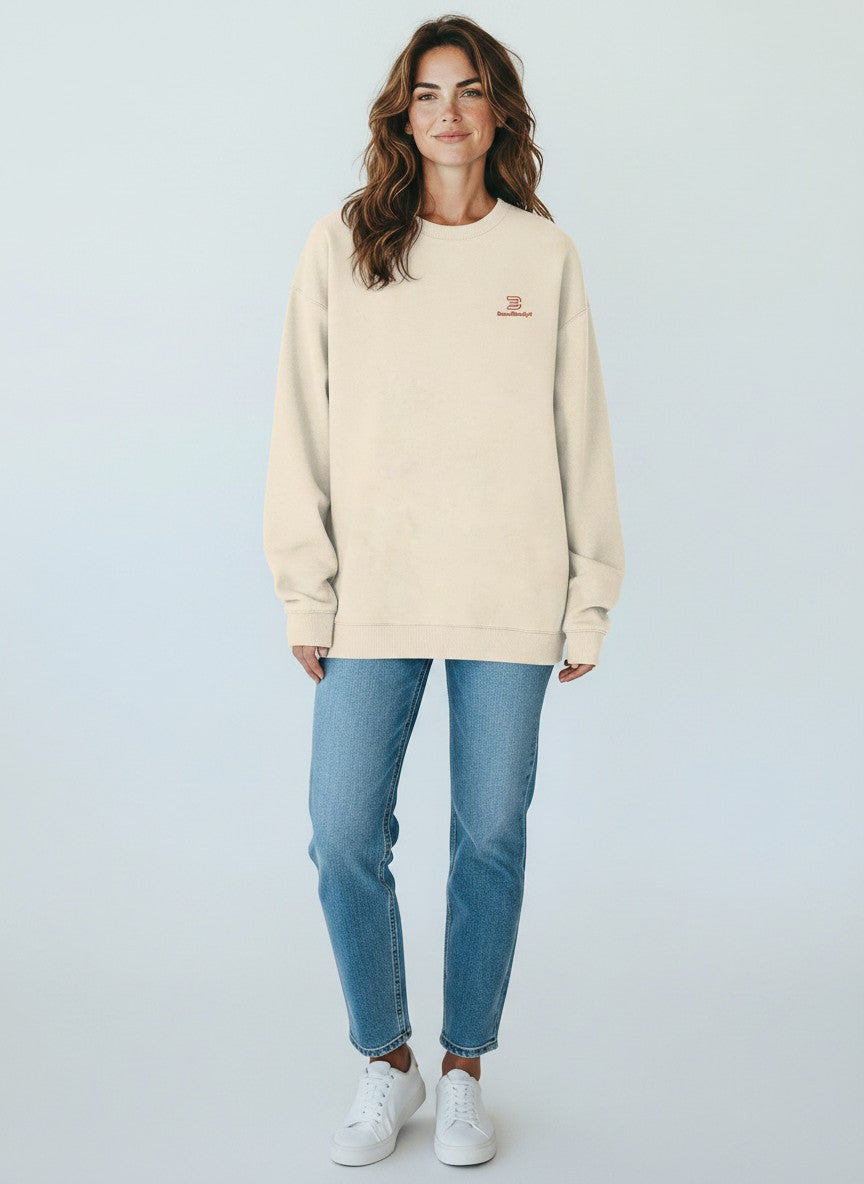 Essential Oversize Sweatshirt 350 g/m² – Bio-Baumwolle, rote Stickerei - 2 TWU® Clothing