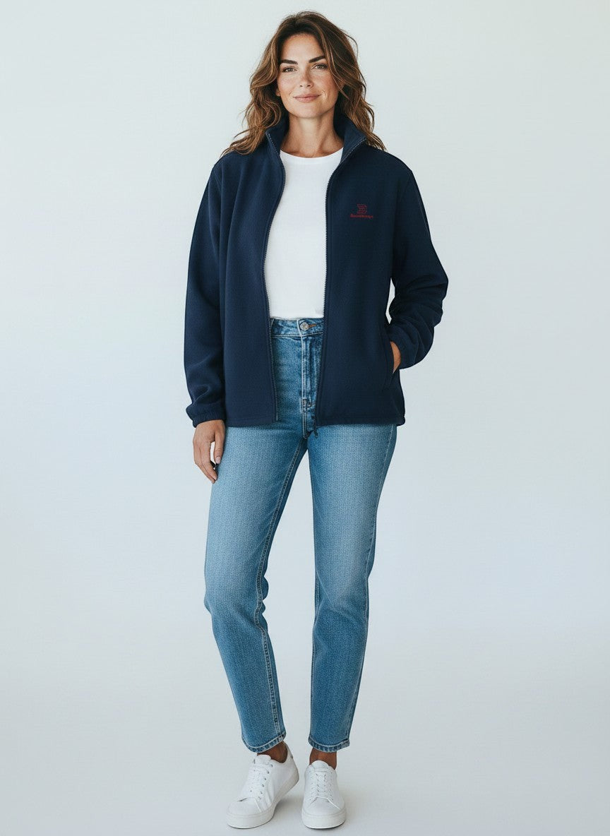 Essential Fleecejacke – rote Stickerei - 2 TWU® Clothing