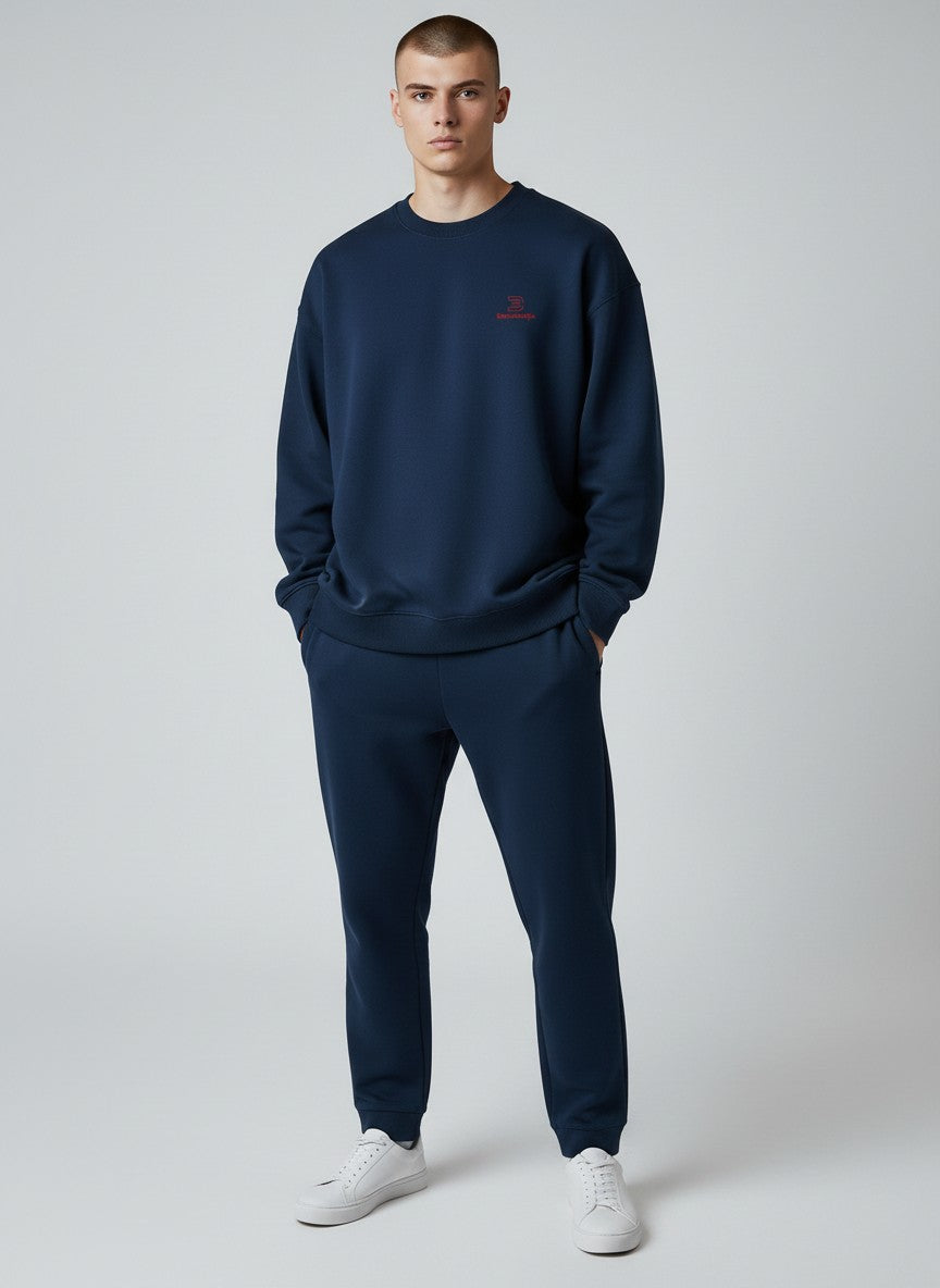 Essential Oversize Sweatshirt 350 g/m² – Bio-Baumwolle, rote Stickerei - 2 TWU® Clothing