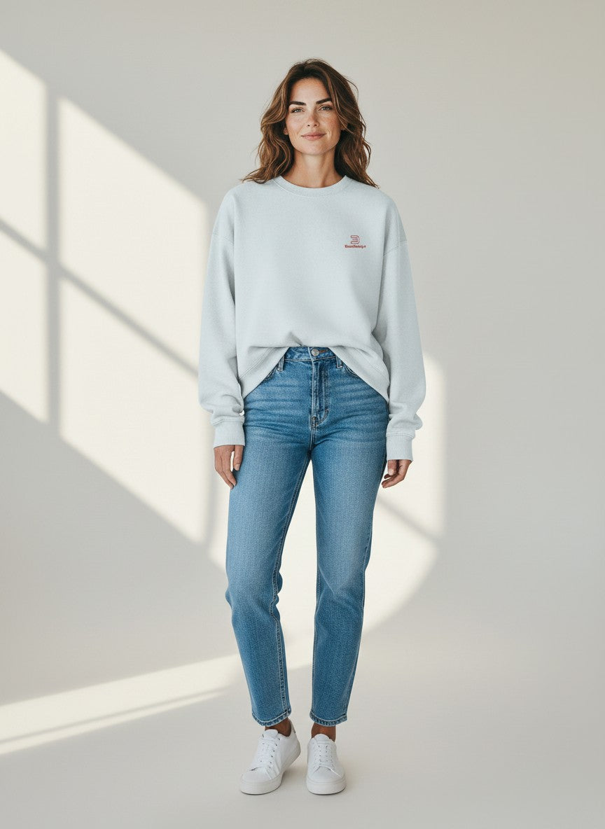 Essential Oversize Sweatshirt 350 g/m² – Bio-Baumwolle, rote Stickerei - 2 TWU® Clothing