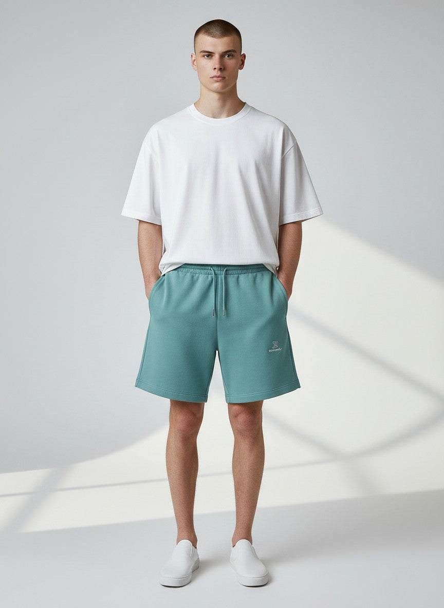 Identity Sweatshorts 300 g/m² – weiße Stickerei - 2 TWU® Clothing