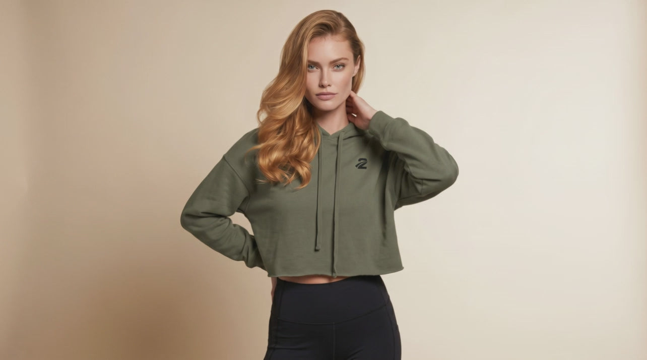 Crop Hoodie 'Khaki'