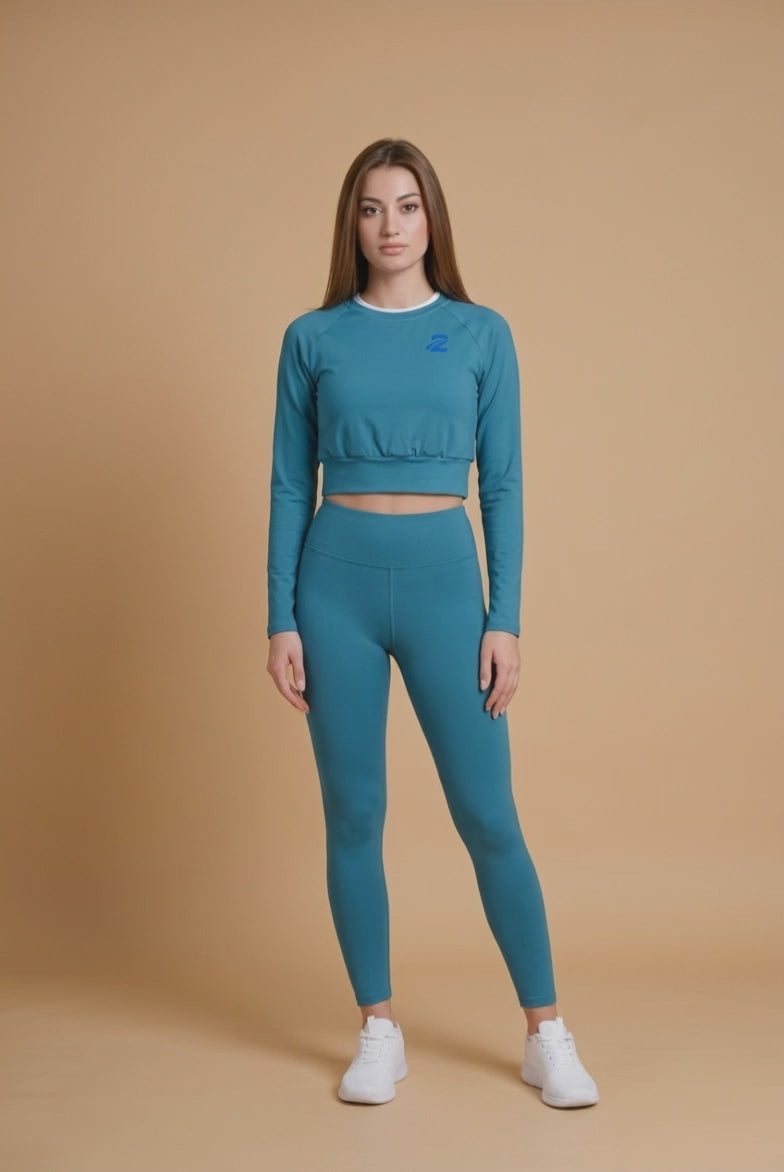Recycled Long-Sleeve Crop Top 'Bluey'